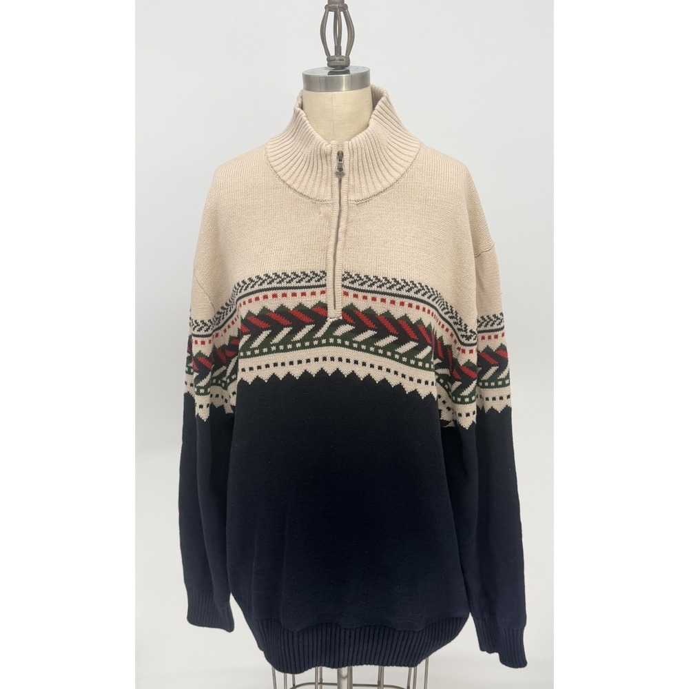 Weatherproof Vintage 1/4 zip Holiday Sweater mens XXL  nordic winter knit